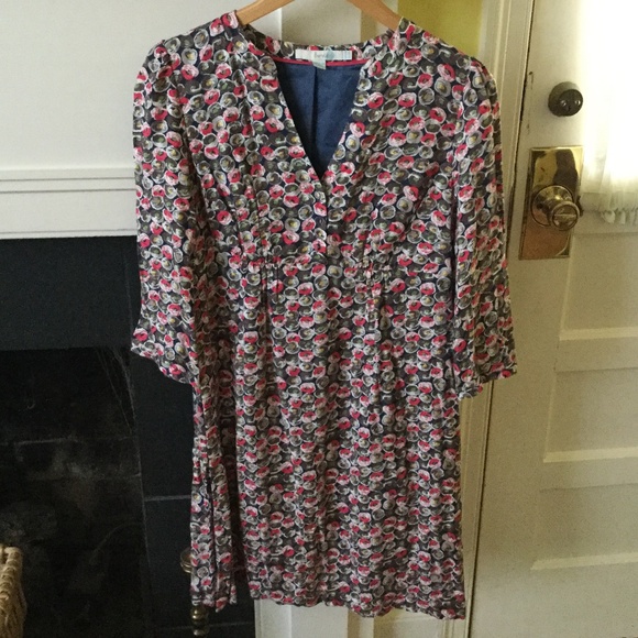 Boden Martha Dress 3/4 Sleeve Blue Bud Pattern - Sz 8R US, 12R UK - Picture 2 of 12